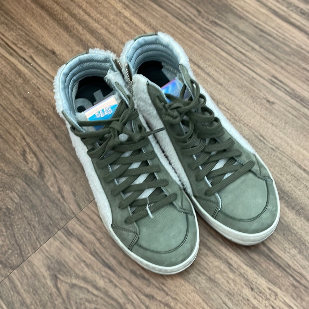 High top sneakers with shearling detail